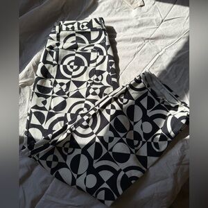 High-waist Geometric Black and White Denim Jeans